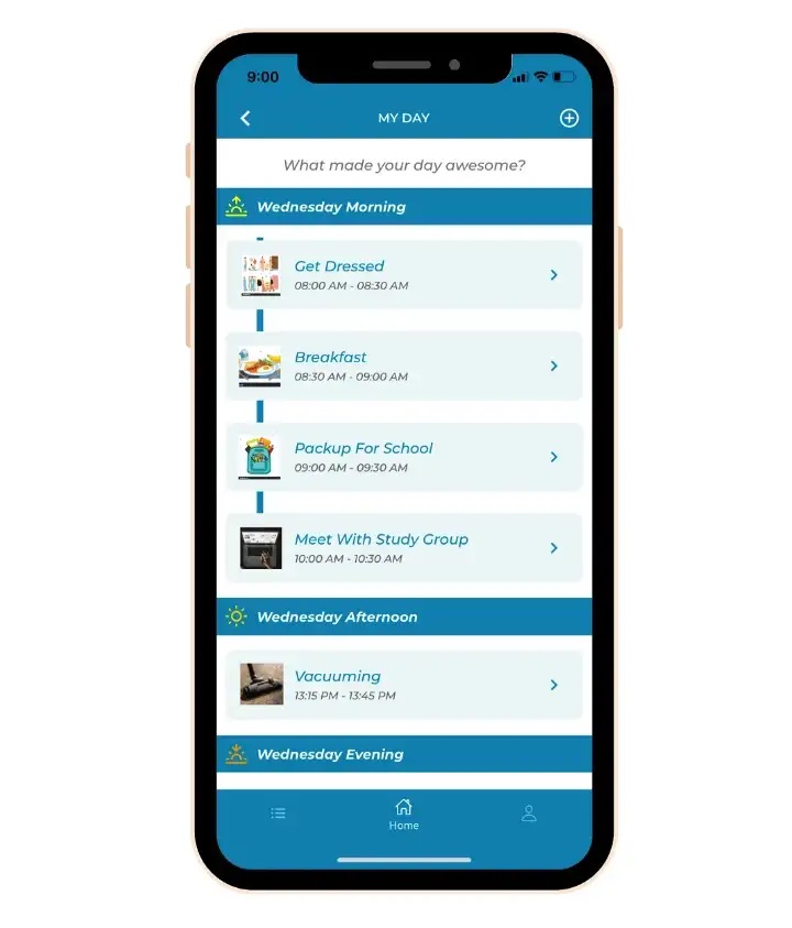 NFlyte's platform designed for adults with autism or other developmental disabilities has a daily living schedule feature