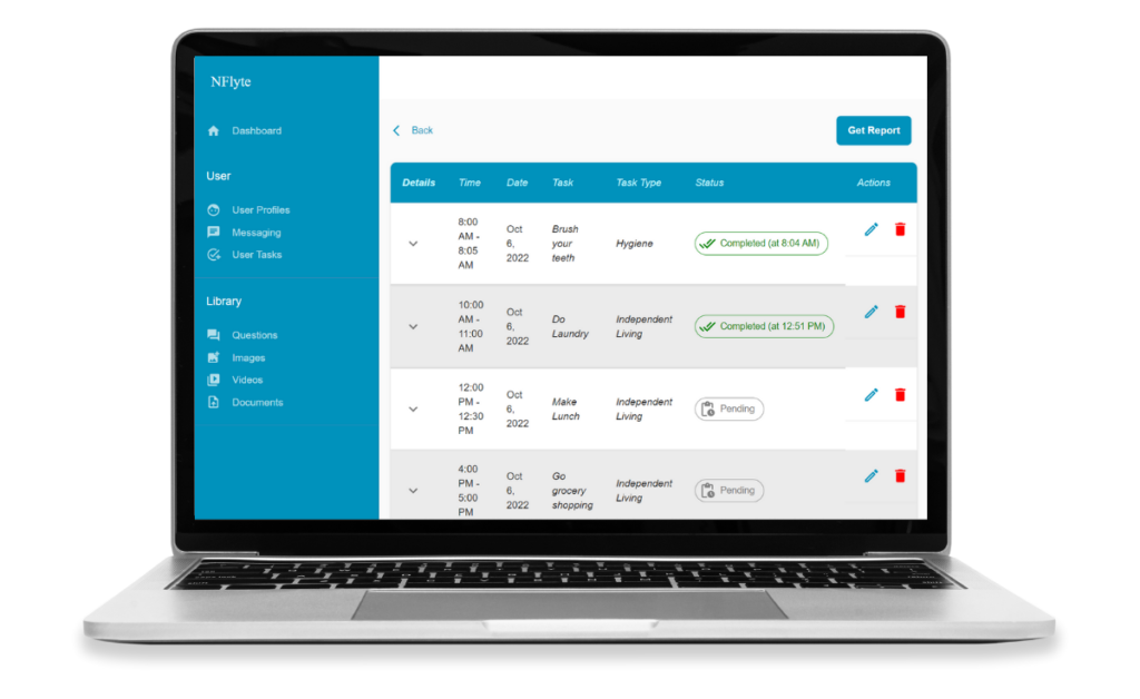 NFlyte Web portal visual schedule