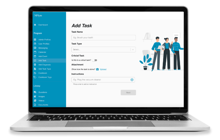 NFlyte dashboard for Programs Supporting Autistic Adults.